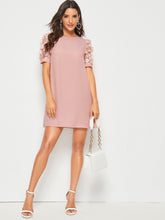 Load image into Gallery viewer, Pink Mesh Sleeve Tunic Dress