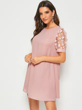 Load image into Gallery viewer, Pink Mesh Sleeve Tunic Dress