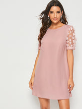 Load image into Gallery viewer, Pink Mesh Sleeve Tunic Dress