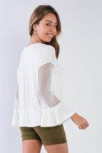 Load image into Gallery viewer, White Mesh Long Sleeve Top