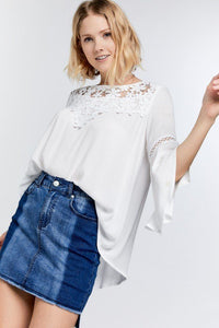 White Bell Sleeve Blouse Top