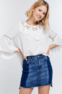 White Bell Sleeve Blouse Top