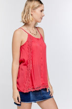 Load image into Gallery viewer, Coral Boho Lace Trimmed Top