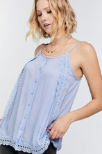 Load image into Gallery viewer, Light Blue Boho Lace Trim Top