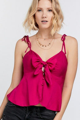 Pink Bow Spaghetti Strap Camisole Top