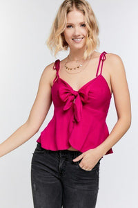 Pink Bow Spaghetti Strap Camisole Top