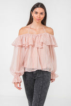 Load image into Gallery viewer, Pink Ruffle Off Shoulder Top