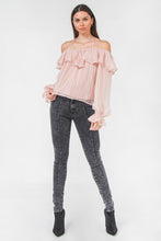 Load image into Gallery viewer, Pink Ruffle Off Shoulder Top