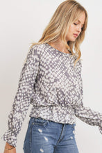 Load image into Gallery viewer, Printed Waist Drop Long Sleeve Top