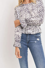 Load image into Gallery viewer, Printed Waist Drop Long Sleeve Top