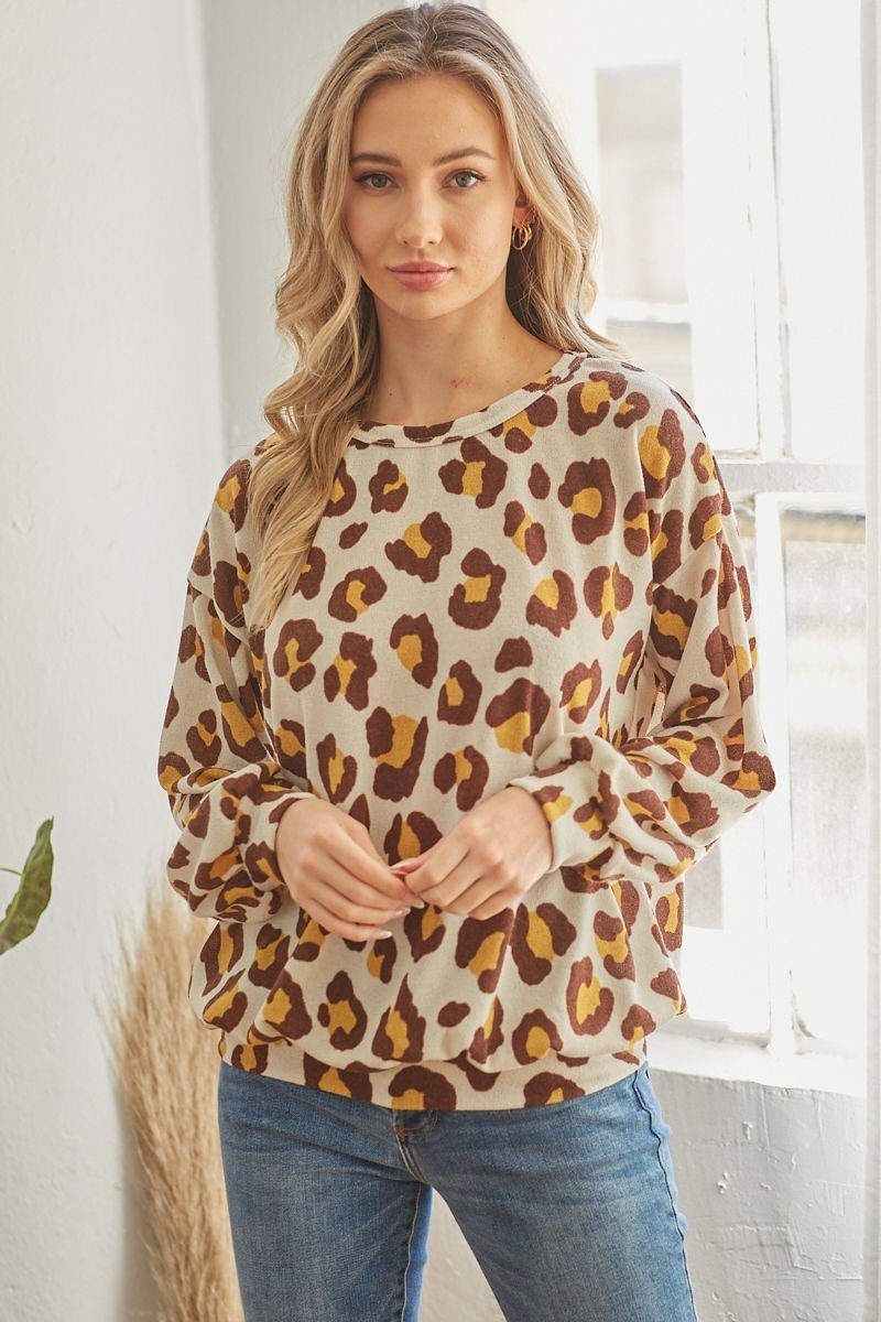 Casual Leopard Print Long Sleeve Top