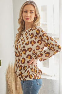 Casual Leopard Print Long Sleeve Top