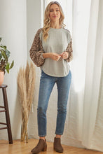 Load image into Gallery viewer, Leopard Solid Long Sleeve Top