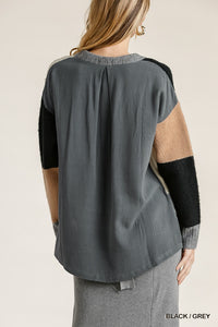 Grey and Black Colorblock Sweater