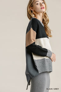 Grey and Black Colorblock Sweater