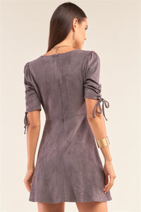 Grey Faux Suede Mini Dress