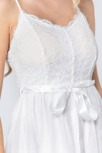 White Lace and Meshed Camisole Mini Dress