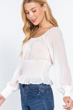 Load image into Gallery viewer, Long Slv Smocked Chiffon Top