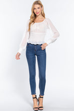 Load image into Gallery viewer, Long Slv Smocked Chiffon Top