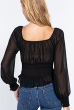 Load image into Gallery viewer, Long Slv Smocked Chiffon Top