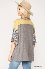 Load image into Gallery viewer, Colorblock Knit And Floral Print Mixed Top With Dolman Sleeve