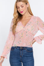 Load image into Gallery viewer, Ruffle Slv Floral Print Chiffon Top