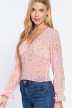 Load image into Gallery viewer, Ruffle Slv Floral Print Chiffon Top