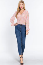 Load image into Gallery viewer, Ruffle Slv Floral Print Chiffon Top