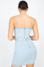 Load image into Gallery viewer, Stone Point Denim Cami Top &amp; Skirts Set