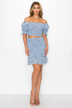 Load image into Gallery viewer, Smocking Ruffled Printed Top &amp; Skirts Set