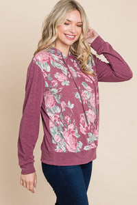 Mauve Floral Printed  Hoodie