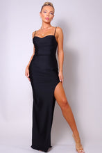 Load image into Gallery viewer, Black Front Slit Maxi Dress