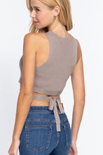 Load image into Gallery viewer, Sleeveless Crew Neck Waist Tie Crop Sweater Top