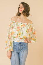 Load image into Gallery viewer, Off Shoulder Neckline Woven Printed Top