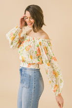 Load image into Gallery viewer, Off Shoulder Neckline Woven Printed Top