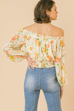 Load image into Gallery viewer, Off Shoulder Neckline Woven Printed Top