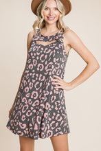 Load image into Gallery viewer, Cute Animal Print Cut Out Neckline Sleeveless Tunic Dress