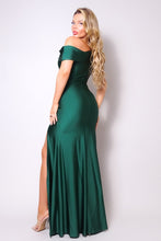 Load image into Gallery viewer, One Shoulder Draped Side Slit Maxi Dress