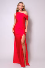 Load image into Gallery viewer, One Shoulder Draped Side Slit Maxi Dress