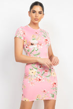 Load image into Gallery viewer, Short Sleeve Floral Bodycon Dress