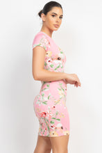 Load image into Gallery viewer, Short Sleeve Floral Bodycon Dress