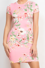 Load image into Gallery viewer, Short Sleeve Floral Bodycon Dress