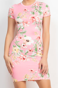 Short Sleeve Floral Bodycon Dress