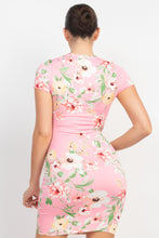 Load image into Gallery viewer, Short Sleeve Floral Bodycon Dress