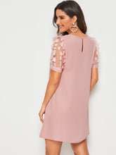 Load image into Gallery viewer, Pink Mesh Sleeve Tunic Dress